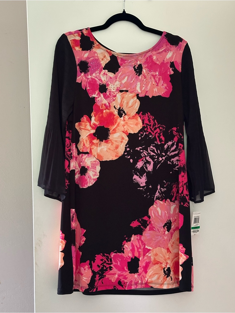Style & Co. Black Dress with Pink and Coral Floral Print